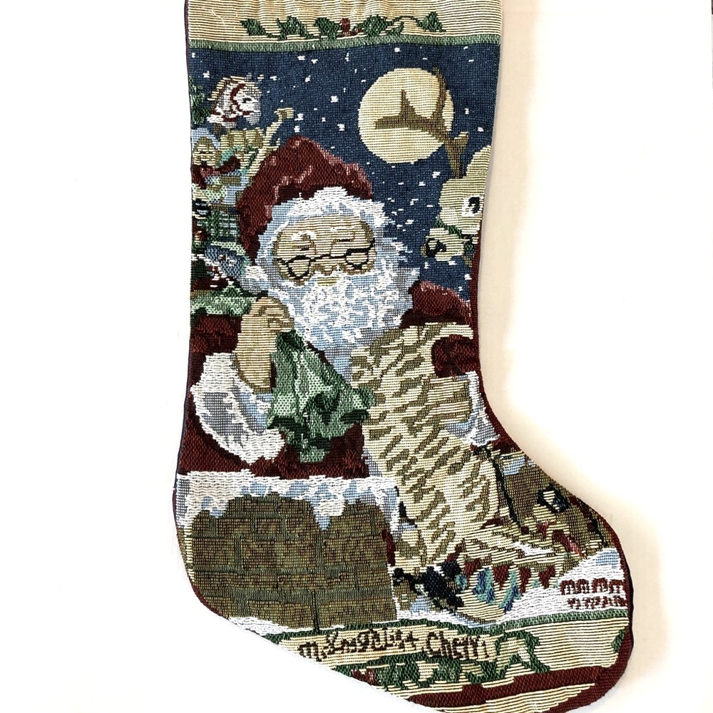 Greenbrier International Tapestry Santa’s Sleigh Christmas Stocking
